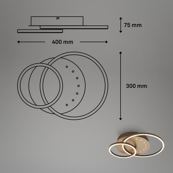 LED-taklampa GULD 24W - för vardagsrum, sovrum, matsal, modern