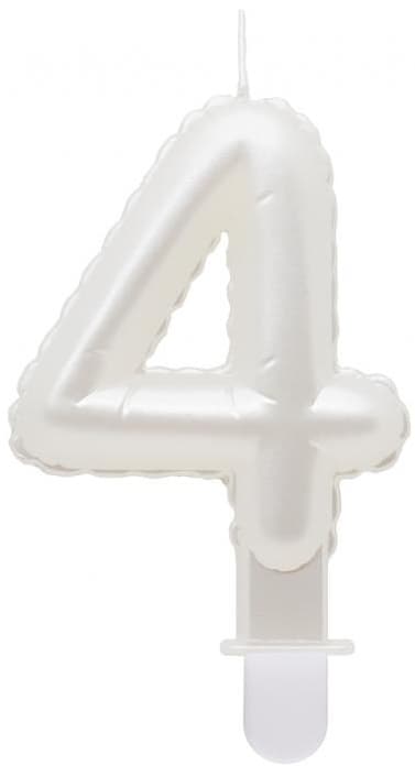Ljus Numero 4 FYRA Helmivalkoinen 7cm