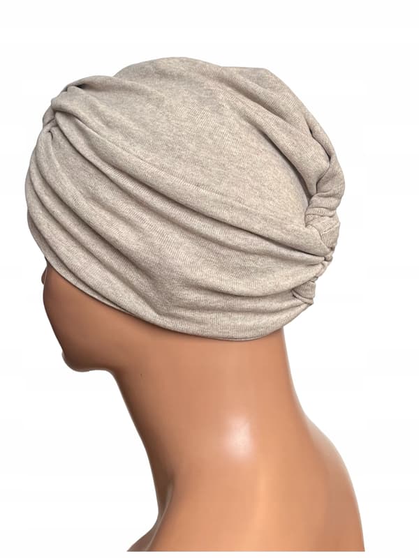 Turban Flora lys beige ensfarvet sweatertørklæde efterår-vinter