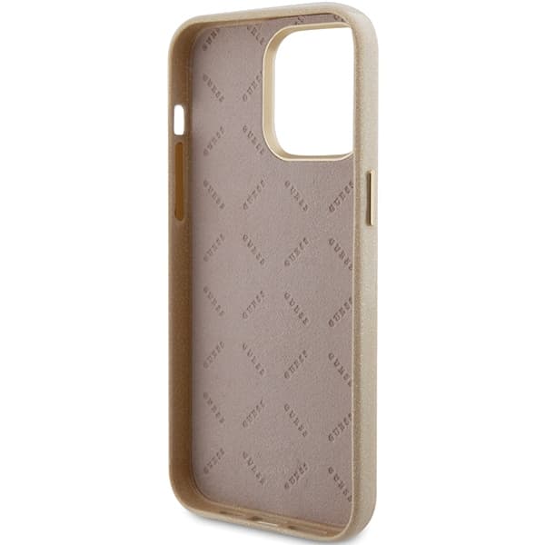 Guess GUHCP15XPGMCSD iPhone 15 Pro Max 6,7" guld/lys guld hårdt cover Glitter Glossy Script