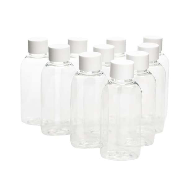 Muovipullo korkilla, 50 ml, 10 kpl.