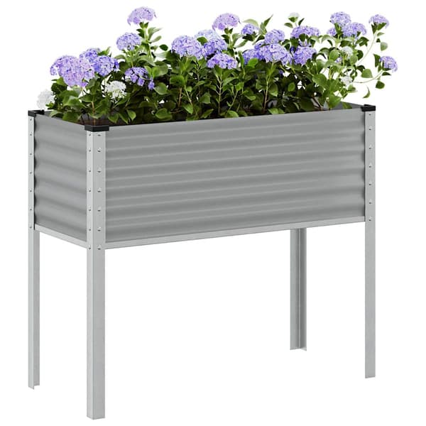 vidaXL Trädgårdskruka, Grå, 100x41x90 cm, Stål