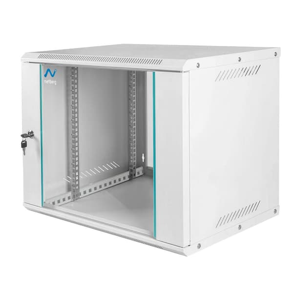 NETBERG BASIC 19" 9U 463x600x400 seinään kiinnitettävä räkkikaappi, harmaa N