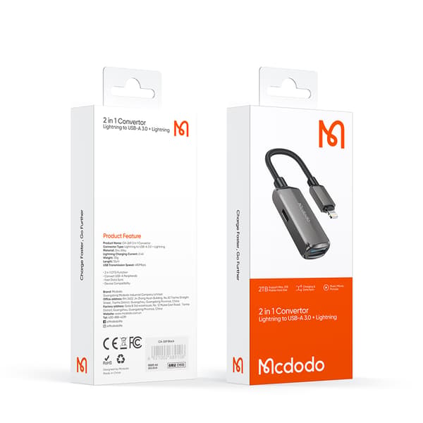 MCDODO LIGHTNING USB 3.0 OTG ADAPTERKABEL TIL IPHONE OPLADNING