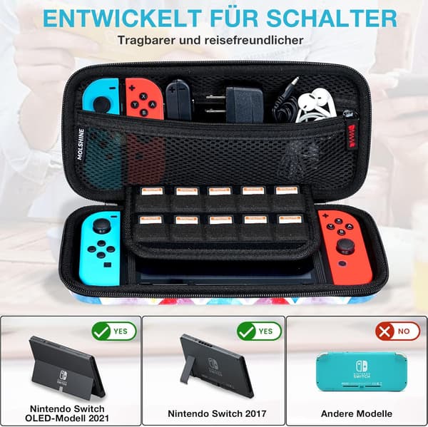 NINTENDO SWITCH OLED BÆRBAR TASKE I FARVE + LOMME TIL SPILKORT