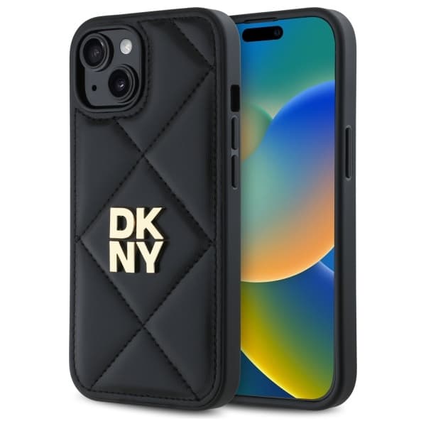 DKNY DKHCP14SPQDSLK iPhone 14 6.1 svart/svart quiltad Stack-logotyp