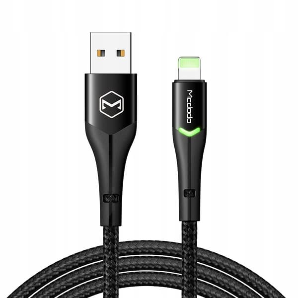 MCDODO USB LIGHTNING-KABEL HURTIGOPLADNING 36W TIL IPHONE 13 14 2M LED SORT