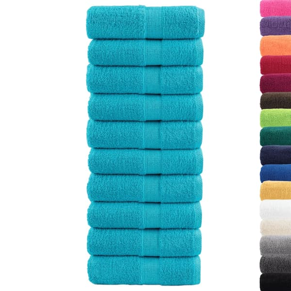 vidaXL Premiumhanddukar SOLUND, 10 st, Turkos, 30x30 cm