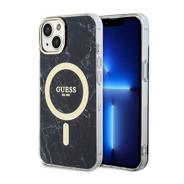 Guess Marble MagSafe - iPhone 14 -kotelo (musta)