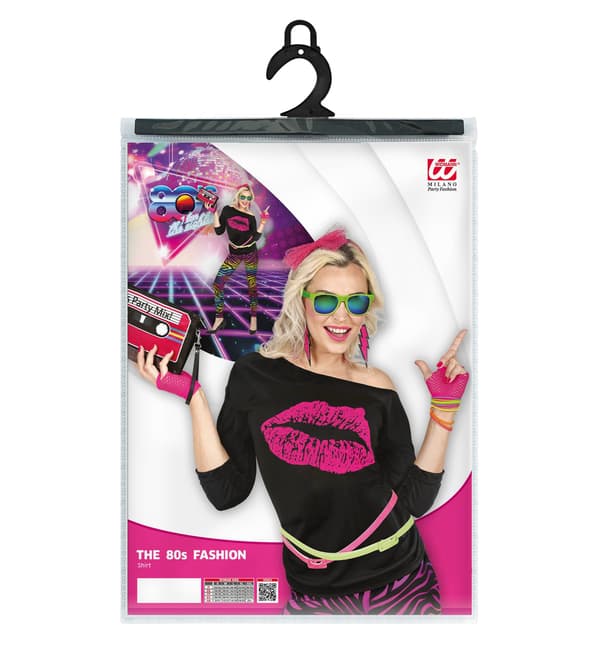 T-shirt Bluse Lips Pink Sort I Love Disco S/M