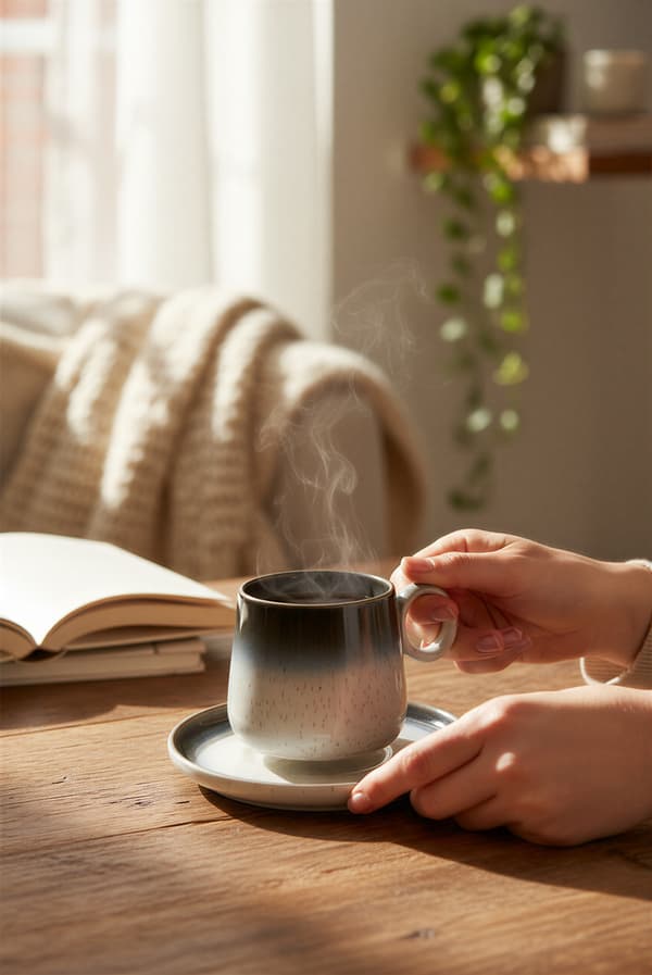 KOP MED UNDERKOP 250 ML TIL KAFFE TE KERAMIK LUNA LINE