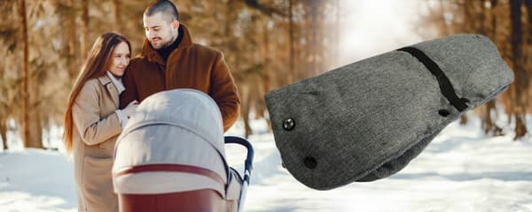Tjock, varm fleece-muffhandske för pulkavagn, vinter, universal