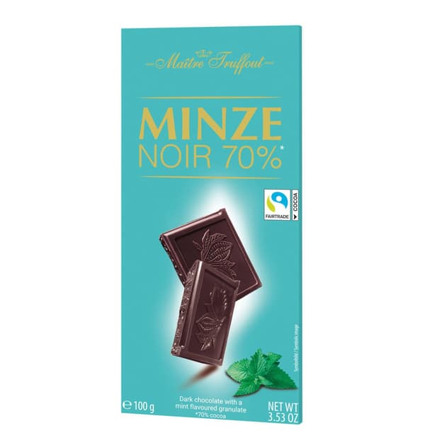 MaitreTruffout Mørk Chokolade 70% med Mintsmag 100 g