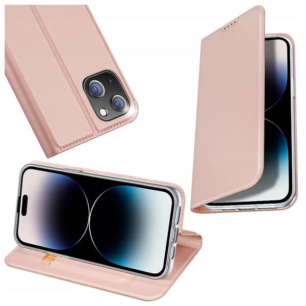 Dux Ducis Skin Pro iPhone 15 Plus-skal med lock och plånbok - Rosa