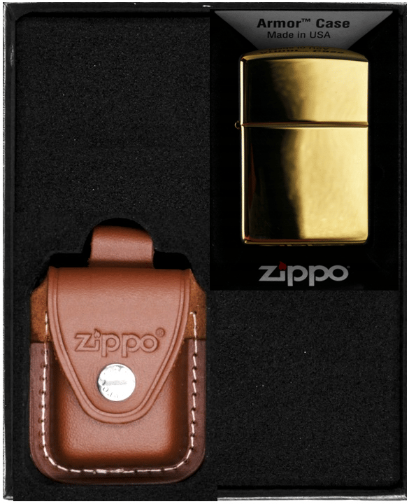 Zippo tändarset högpolerad mässing tung rustning present nr 2