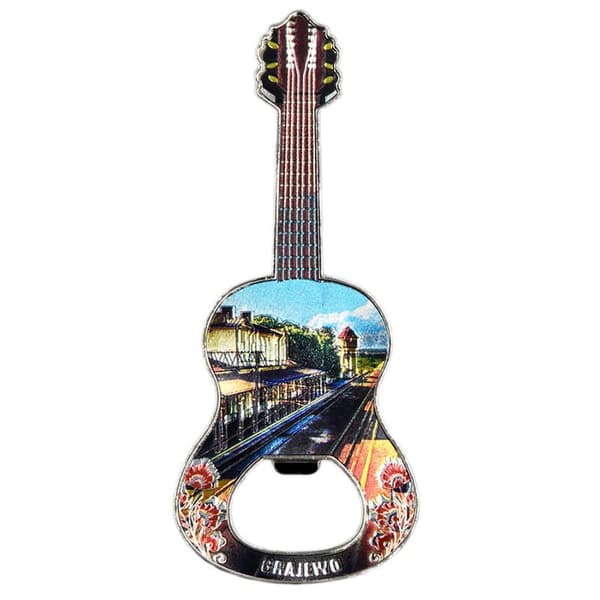 Kylskåpsmagnet gitarr Grajewo järnvägsstation