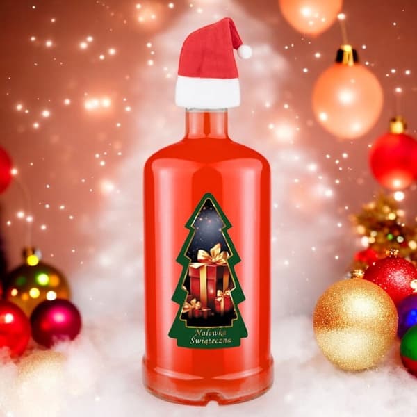 TADEK-pullo 500ml JOULUKUUSEN LABEL HAT -pullot joululahjaviinille