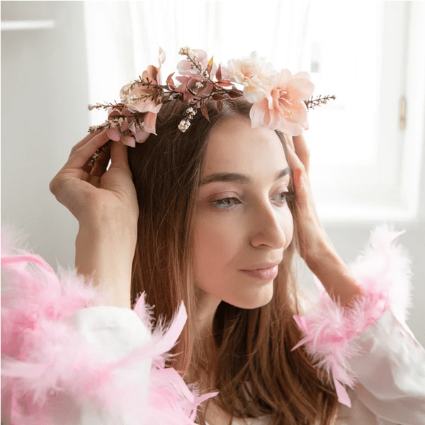 Pannband Krans Huvud Blommor Möhippa Boho
