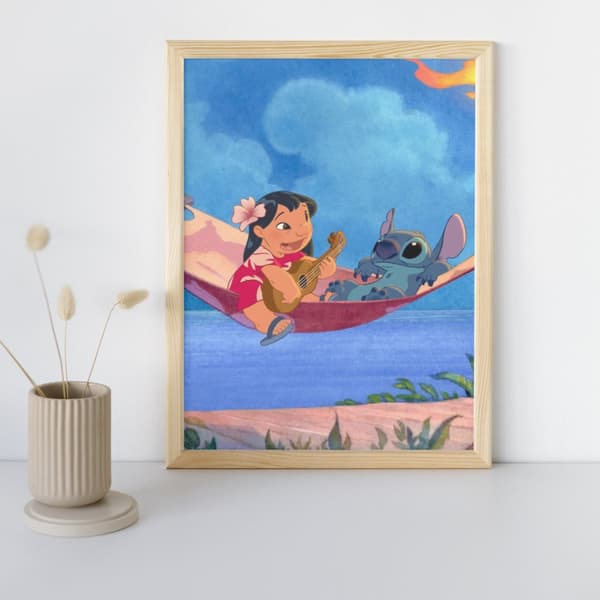 Maalaus numeroiden mukaan Lilo ja Stitch riippumatossa 40x50 cm
