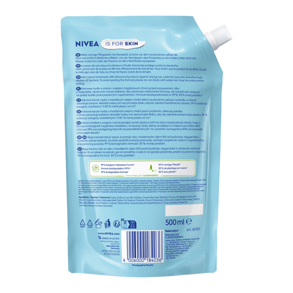 NIVEA Creme Soft cremesæbe i væske - refill 500 ml
