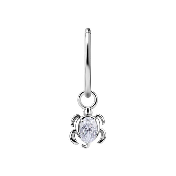 Berlocker - CoCr NF - sköldpadda med vit zirkon - silver - D-084