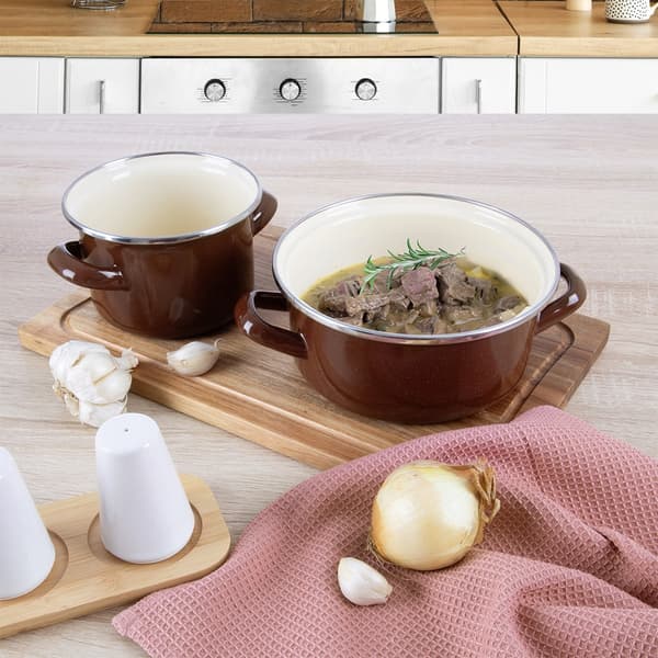 Emaillerad gryta brun 16 cm, 1,4 l