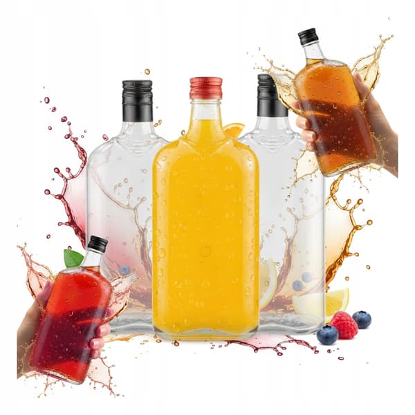 10x SET flaskor för vinlikörer CLASSIC FLASK 500ml platt flaska