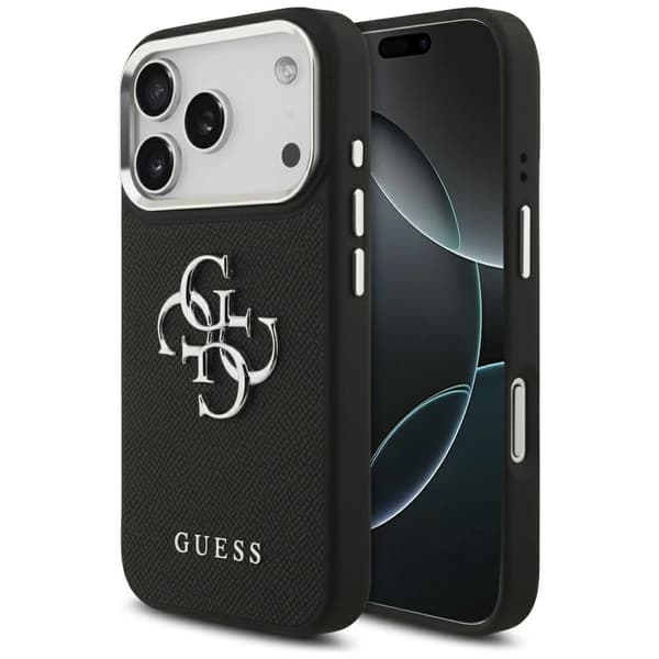 Guess Grained Big 4G Classic Logo cover til iPhone 17 Pro - sort