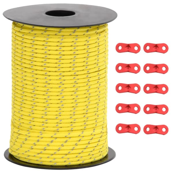 vidaXL Tältrep med spännare, reflekterande element, 50 m, 3 mm