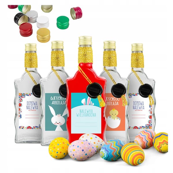 10x EASTER WAVE flasker 500ml dekoreret til likør, tinktur, juice, gave