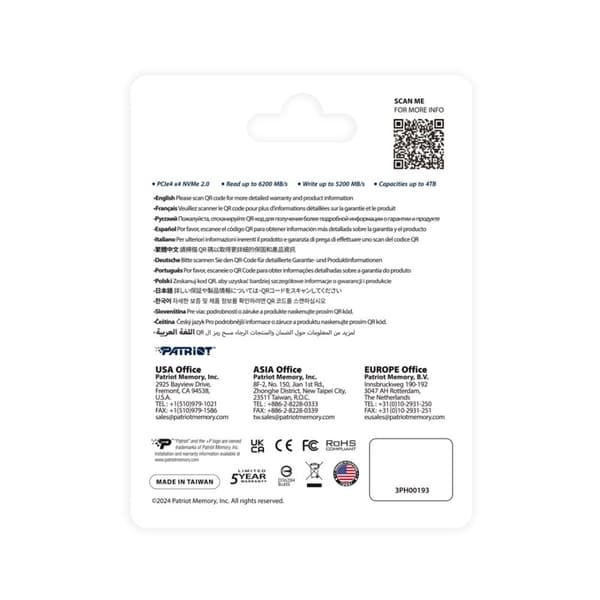 Patriot P400 V4 4TB M.2 2280 PCI-E Gen4 NVMe SSD