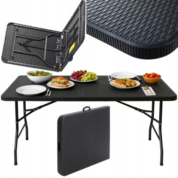 Havebord foldbart catering banket rattan 180x76cm