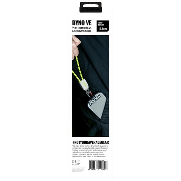 Skinarma Dyno Ve USB-C/USB-C Universal Håndledssnor med 2-i-1 Kabel Sort