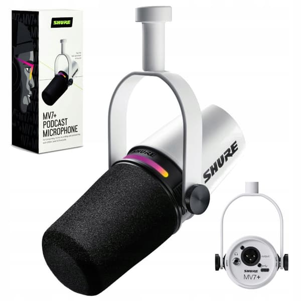 Shure MV7-W - Mikrofon XLR/USB-C Vit