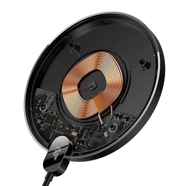 Baseus Digital LED 15W Trådløs Induktiv Oplader (Sort)