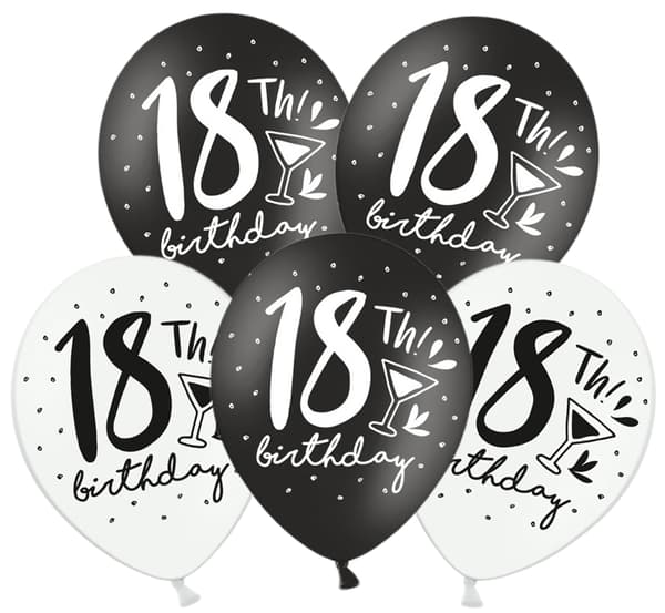Balony 30cm 18-års födelsedagsmix 5st.