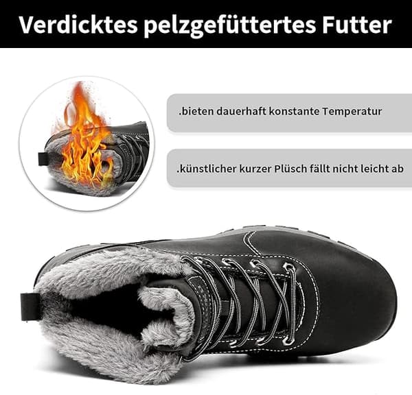 Herre vintervandrestøvler sorte, isolerede, vandtætte 44