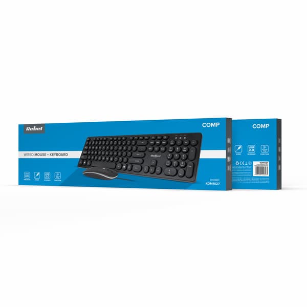 Sæt tastatur og optisk mus kablet Rebel WDS200 USB 2.0