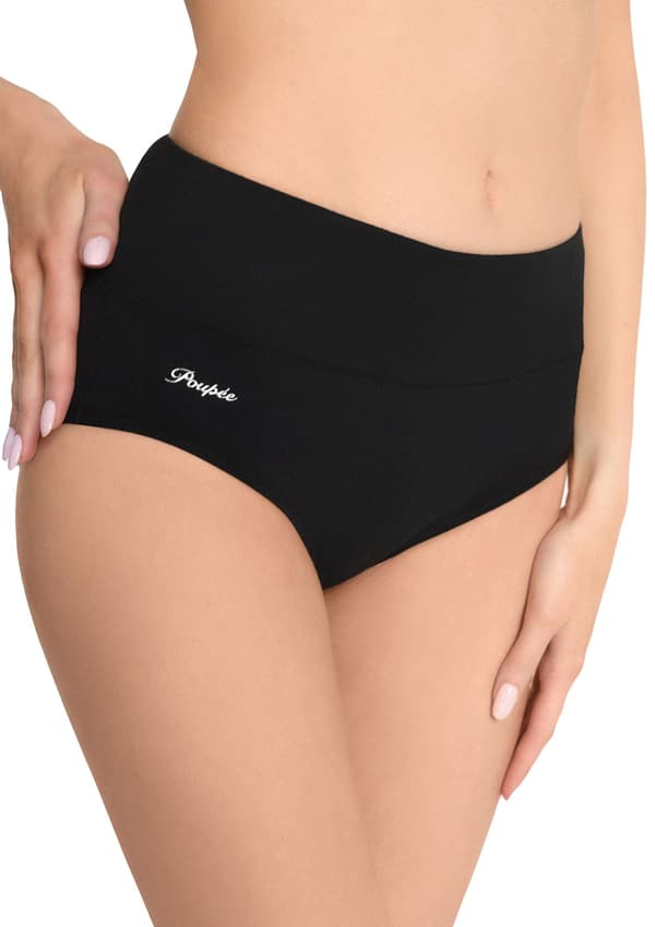 Dame trusser sorte bomulds højtaljede bløde åndbare elastiske Hipster High XL