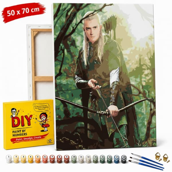 Mal efter nummer billede med ramme Legolas Ringenes Herre 50x70 cm