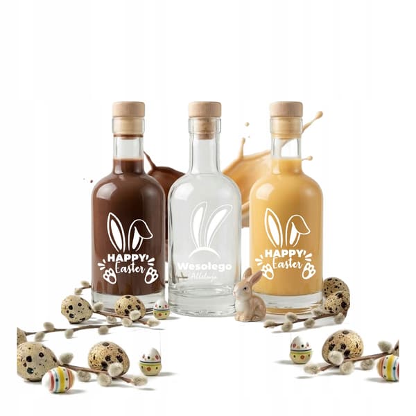 5x TADEK-FLASKOR 250 ml med TRYCK PÅSKFLASKA LIKÖR PRESENTJUICE