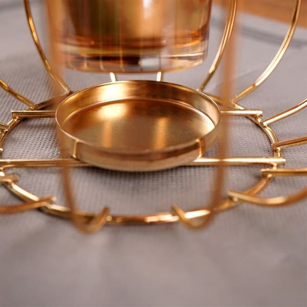 Metal lanterne til lys guld 21,5 cm
