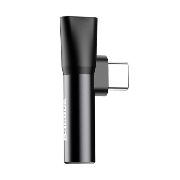 Baseus USB-C till minijack 3,5 mm ljudadapter + USB-C (svart)