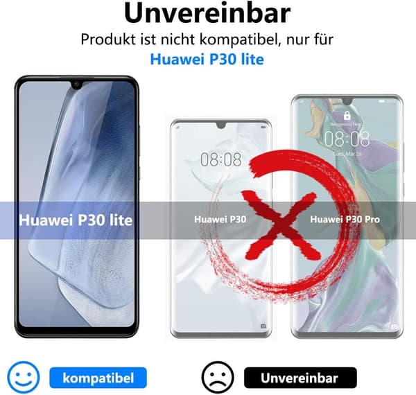 2x 9H Hærdet glas til Huawei P30 Lite, solid, nem installation, høj