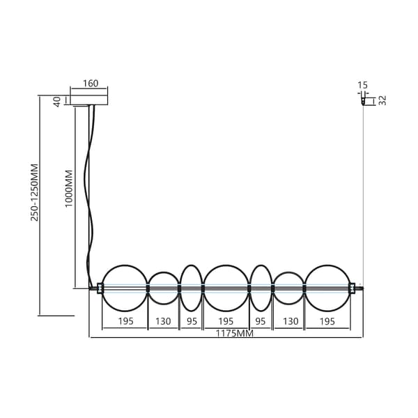 DAPHNE LED-RIIPPUVALAISIN MUSTA MILAGRO ML0348