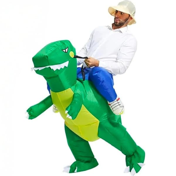 Selvoppustelig oppustelig dinosaur T-rex kostume