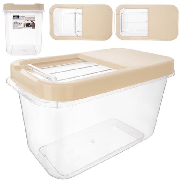 Beige opbevaringsbeholder til kapsler, pulver og foder, 10 liter