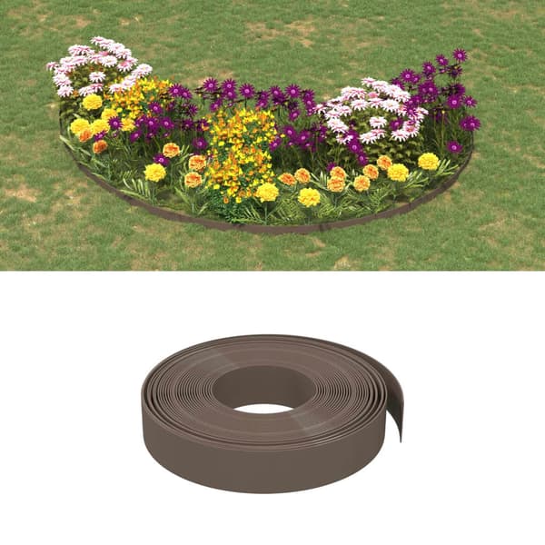vidaXL havekant, 4 stk., brun, 10 m, 10 cm, polyethylen