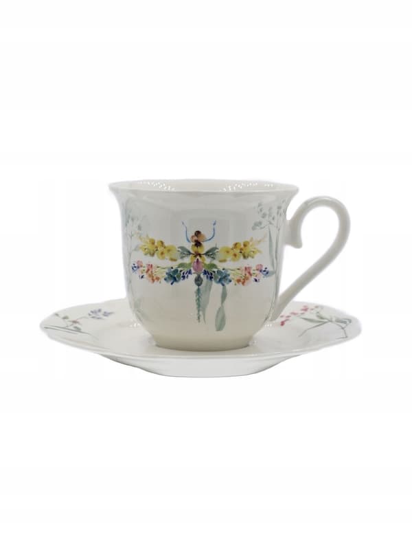 220 ml kopp med fat för te och kaffe, set med 6 papillon som present