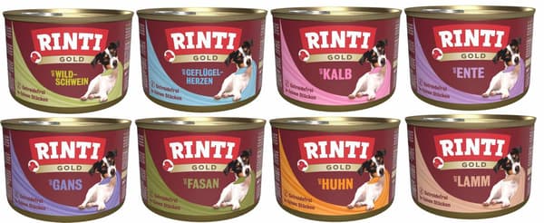 Rinti | Gold | Vådfoder til hunde - 185g dåse - Blanding til små hunde 8x185g
